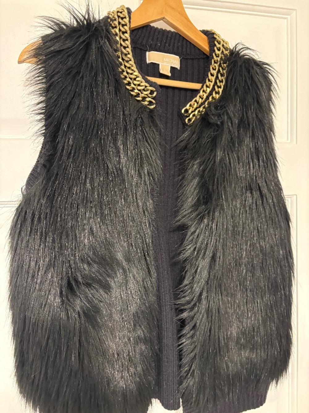 Black furry Michael Kors vest